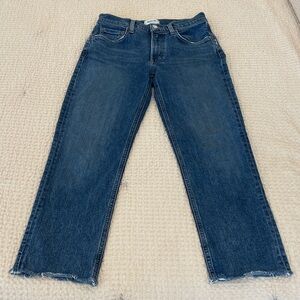 Agolde Kye Mid-rise Straight Crop Jeans Size 25 Raw Hem Medium Blue